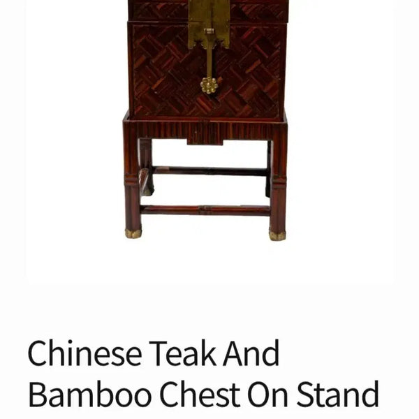 [BUNJANG] Oriental Vintage Asian Classic Teak & Bamboo Chest Stand Box / 오리엔탈빈티지 아시안 클래식 티크 뱀부 체스트 스탠드 박스