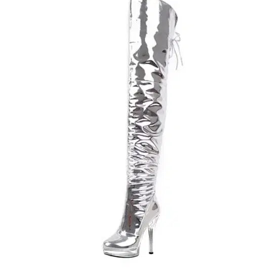 [BUNJANG] Silver Metallic Thigh-High Boots / 실버 롱부츠 하이힐