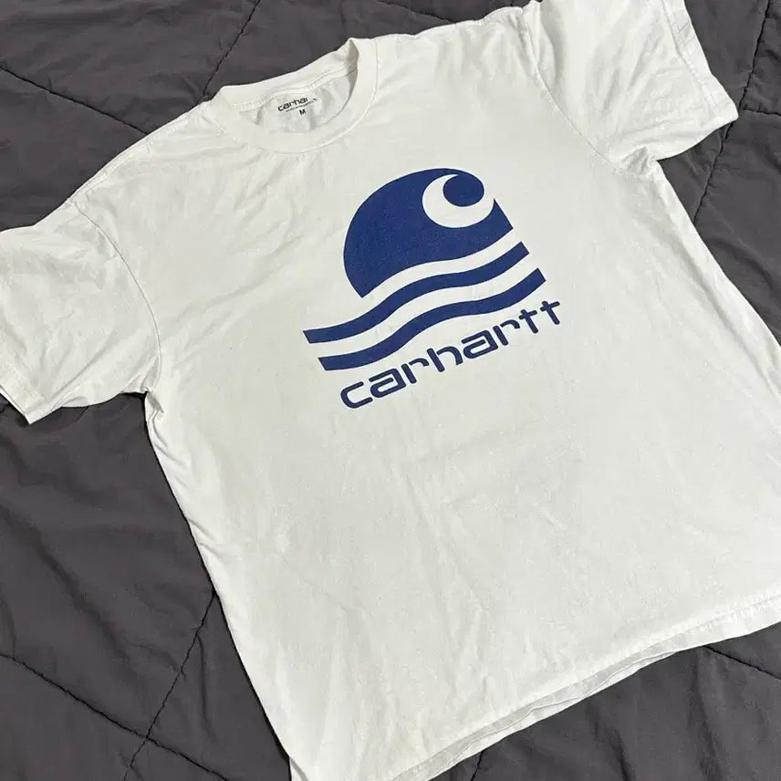 [BUNJANG] Carhartt WIP Wave Logo Short Sleeve T-Shirt White Large / 칼하트 wip 파도로고 반팔 화이트 라지