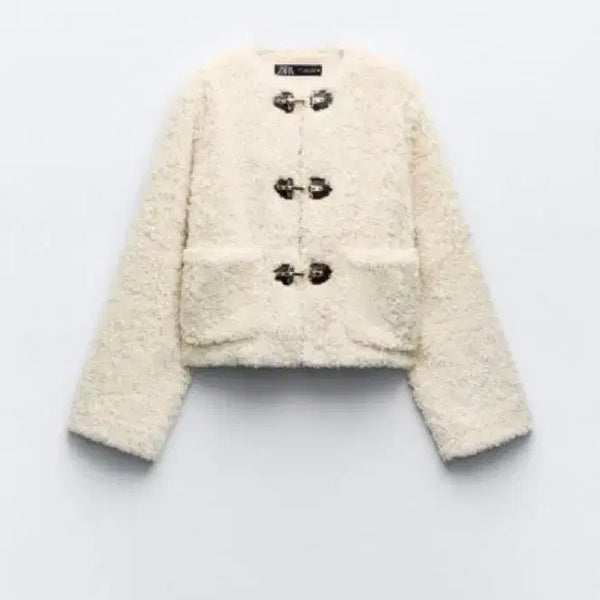 [BUNJANG] Zara Faux Shearling Carabiner Jumper XS / 자라 카라비너 페이크 시어링 점퍼 xs