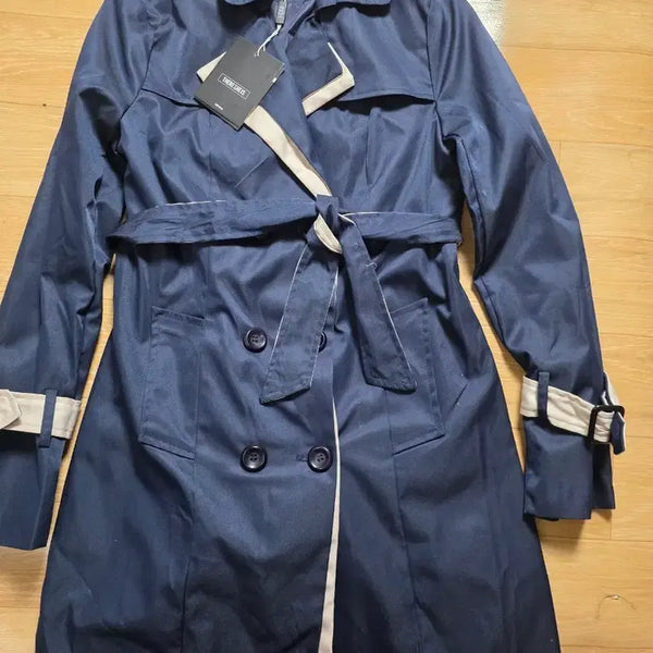 [BUNJANG] Herens Women's Trench Coat Navy / M .(새사헤렌스 여성 트렌치 코트 네이비.가슴40.길이83cm
