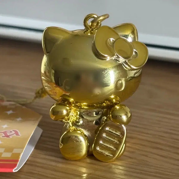 [BUNJANG] Hello Kitty Gold Strap Maneki-neko Lucky Cat Keychain / 키티 금색 스트랩 키링 마네키네코 복고양이