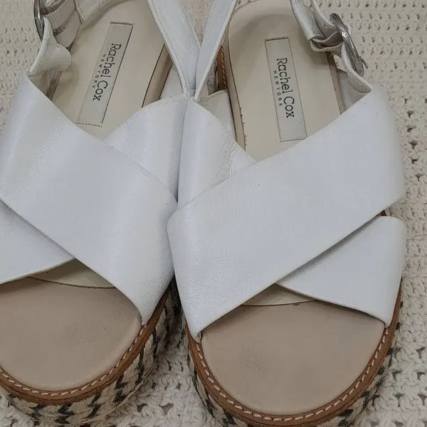 [BUNJANG] Rachel Cox White Leather Strap Sandals (230) / Rachel cox 샌들  230