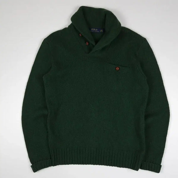 [BUNJANG] Polo Ralph Lauren Shawl Collar Knit Green [M] / 폴로 랄프로렌 숄카라 니트 그린 [M]