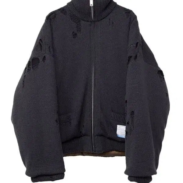 [BUNJANG] Mihara Yasuhiro Padded Zip-Up Knit Cardigan Black / [구매] 미하라 야스히로 / 패디드 집업 니트 가디건 블랙 44, 46