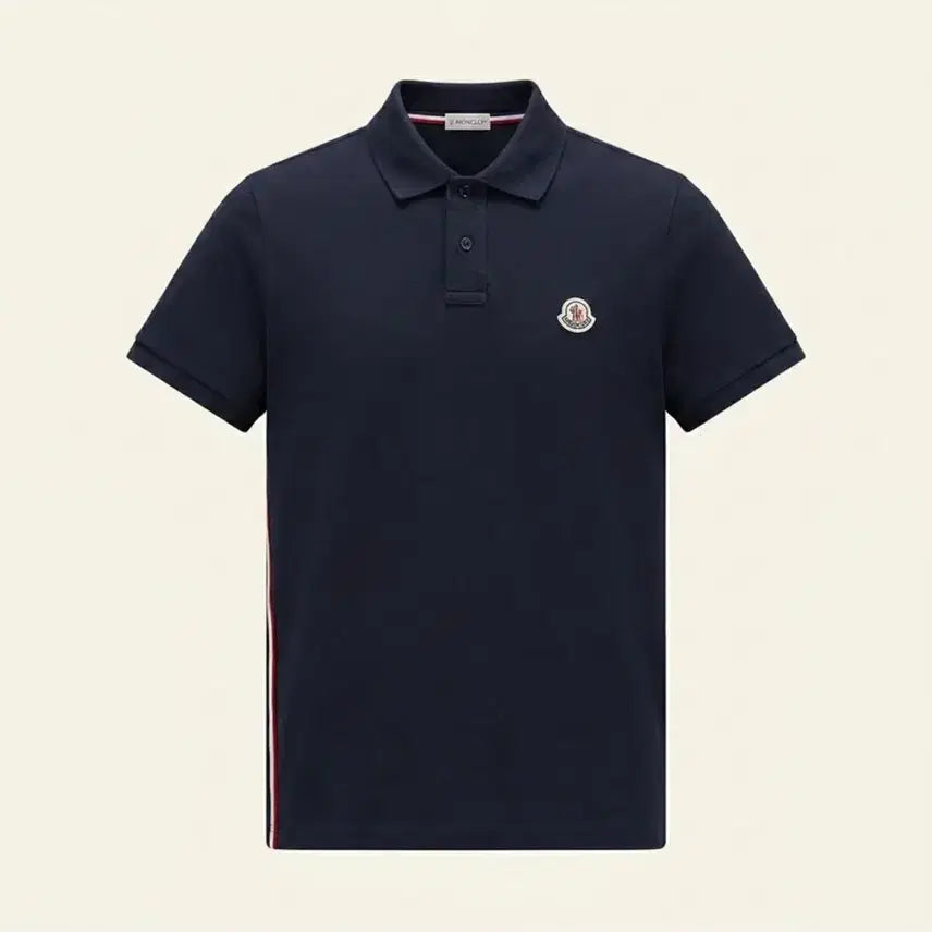 [BUNJANG] Moncler Full Logo Side Stripe PK T-Shirt (M) / 몽클레어 전면와펜 사이드 3선 PK 반팔 (M)