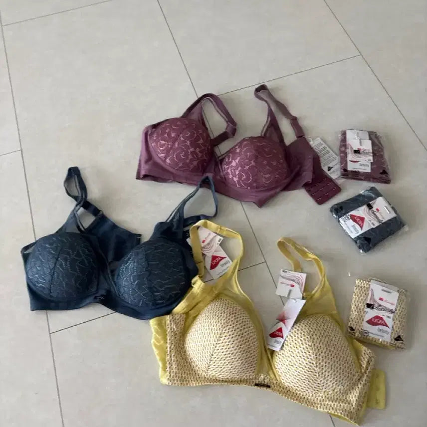 [BUNJANG] Lycra Underwear Set - 3 Pieces with Panties / 라이크라속옷세트ㅡ팬티포함3종85b.100
