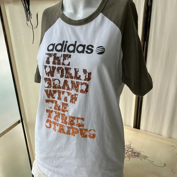 [BUNJANG] Adidas Raglan Printing T-Shirt / 아디다스 나그랑 프린팅 반팔 1367 모리걸 일본빈티지