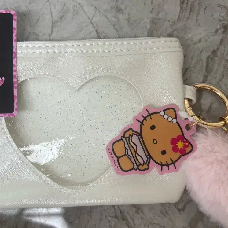 [BUNJANG] Sanrio Tanning Kitty Pink Angel GAR Series White Heart Pearl Pouch / 산리오 태닝키티 핑크천사  GAR 시리즈 화이트 하트 펄 파우치