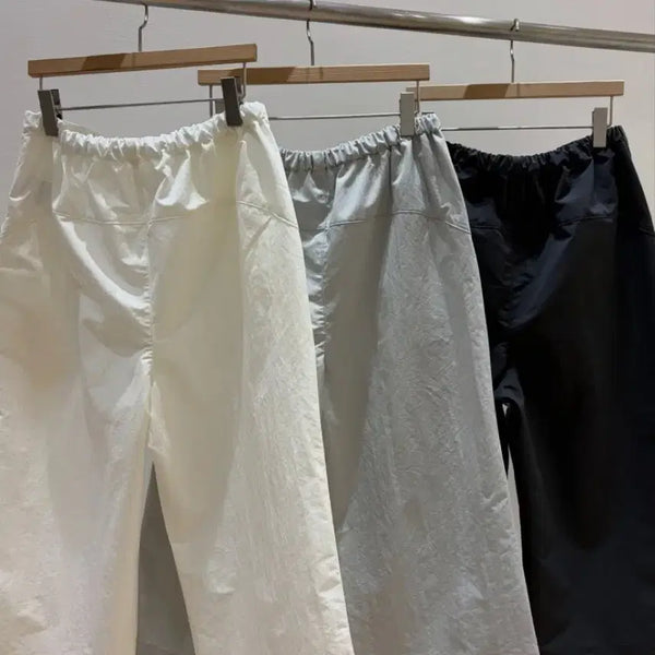 [BUNJANG] House Crop Pants String Wide 7-Part Trousers Charcoal / 하우스 크롭 팬츠 스트링 와이드 7부 바지 챠콜