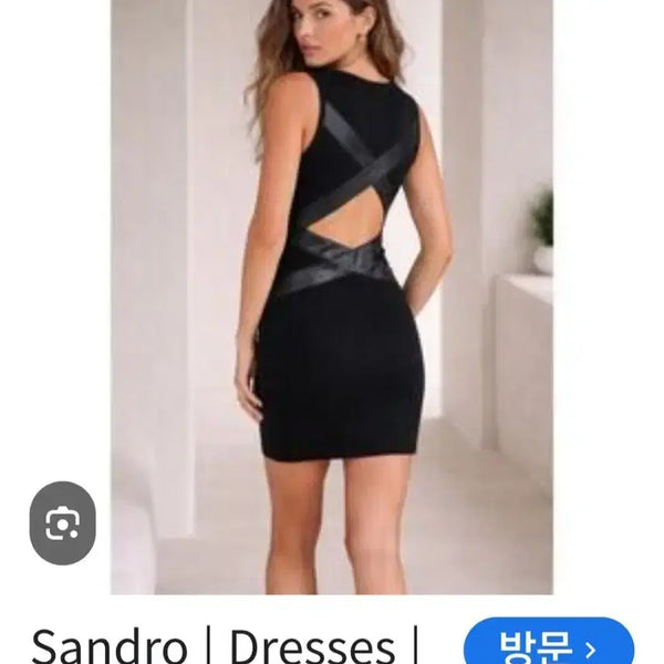 [BUNJANG] Sandro Black Leather Mixed Waistline Dress / Sandro산드로 핏이쁜  드레스 2사이즈