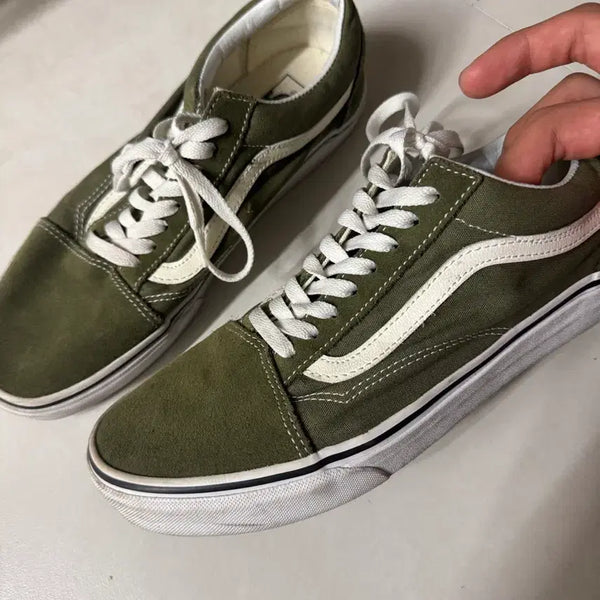 [BUNJANG] Vans Old Skool Olive Green Sneakers / [270/S급] 반스 올드스쿨 올리브 그린