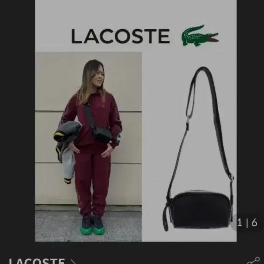 [BUNJANG] Lacoste Navy Leather Mini Crossbody Bag / 라코스테(정품.신상)숄더백 노엔드 미니 크로스백