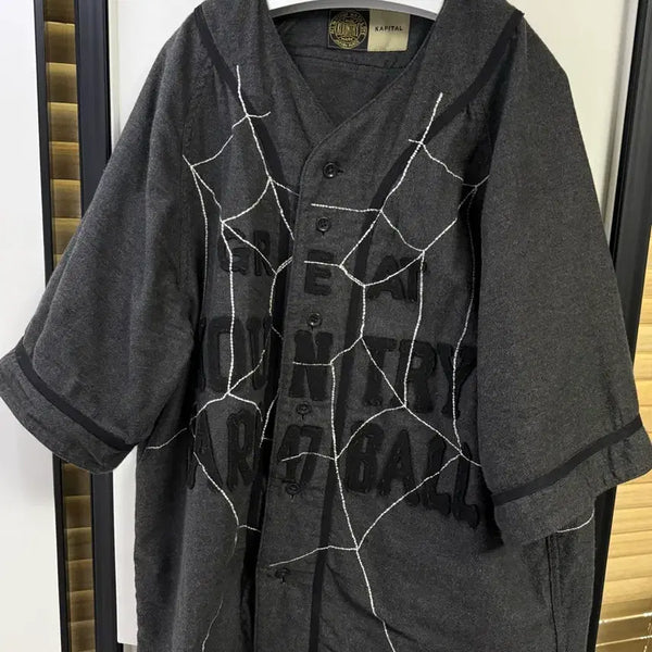 [BUNJANG] Capital Baseball Shirt Dark Gray / 캐피탈 베이스볼 셔츠 스파이더 다크 그레이