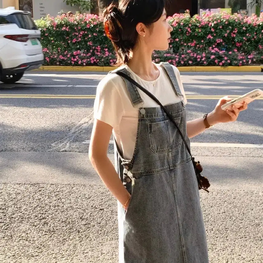 [BUNJANG] Moabine Denim Overall Dress / 모아빈 데님 오버롤 원피스