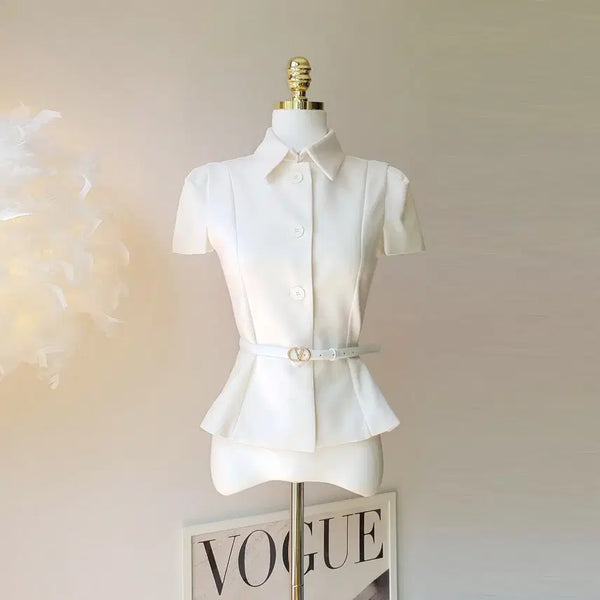 [BUNJANG] Rose Button Side Slit Blouse / 트임블라우스 샵탑로즈무아라멜로즈