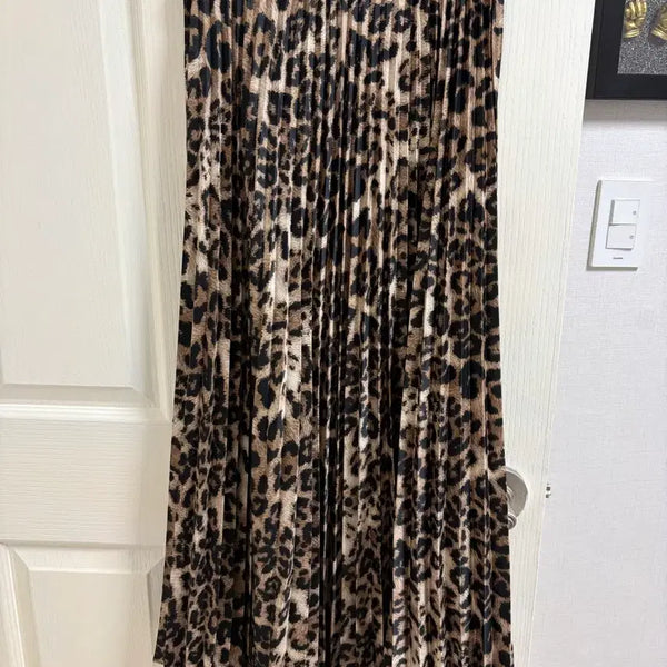 [BUNJANG] Leopard Pleated Long Skirt / 레오파드 플리츠 스커트 FF
