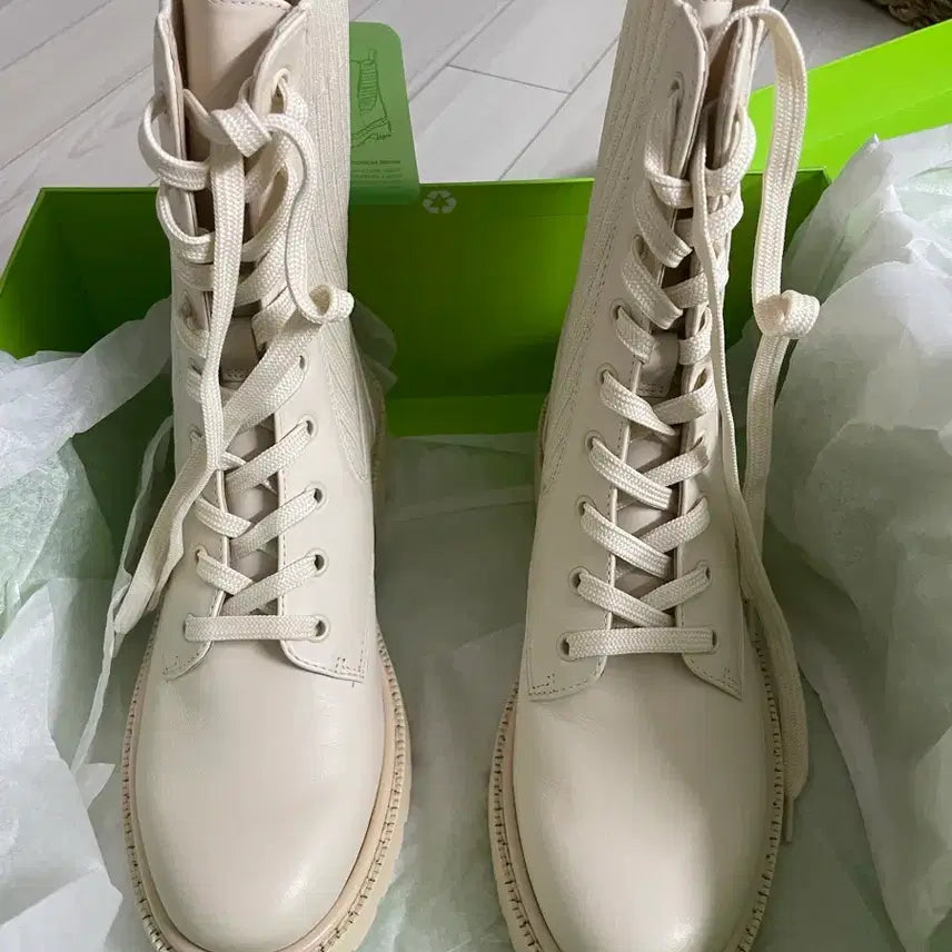 [BUNJANG] Sam Edelman Rylee Ivory Leather Boots / 샘 에델만 라이델 아이보리 레더 워커 235 새상품