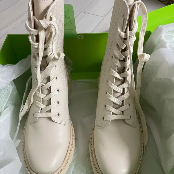 [BUNJANG] Sam Edelman Rylee Ivory Leather Boots / 샘 에델만 라이델 아이보리 레더 워커 235 새상품