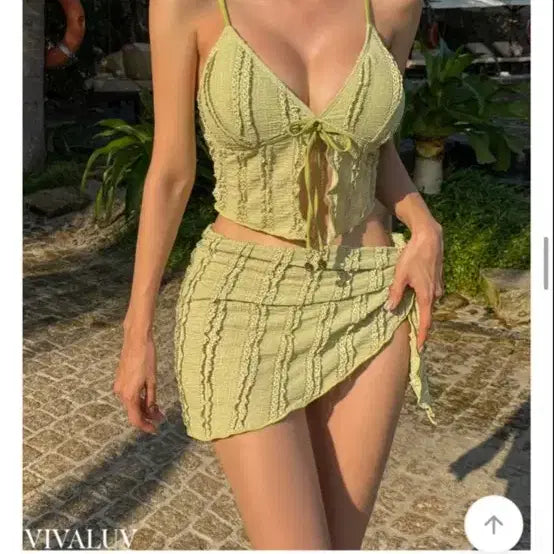 [BUNJANG] Viva Love Gracia Lace Three-Piece Cover-Up Bikini Set / 비바럽 그라시아 레이스 쓰리피스 커버업 비키니 세트 새상품