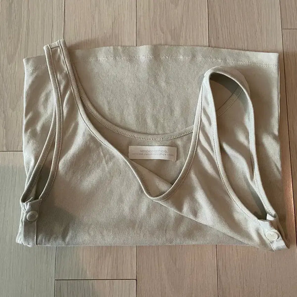[BUNJANG] Nothing Everything Side Button Detail Sleeveless Beige / 낫띵에브리띵 사이드 버튼 디테일 슬리브리스