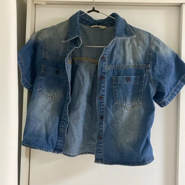 [BUNJANG] Short Sleeve Denim Shirt / 반팔 데님 셔츠