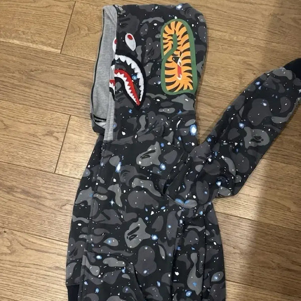 [BUNJANG] BAPE Space Double Shark Hoodie M / 베이프 스페이스 더블샤크