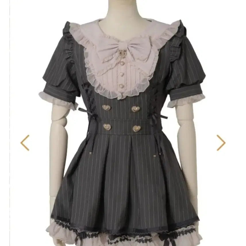 [BUNJANG] Liz Lisa Frill Yoke Short Sleeve Setup Gray Authentic / 리즈리사 프릴요크 반팔 셋업 그레이 정품