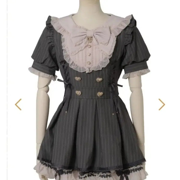 [BUNJANG] Liz Lisa Frill Yoke Short Sleeve Setup Gray Authentic / 리즈리사 프릴요크 반팔 셋업 그레이 정품