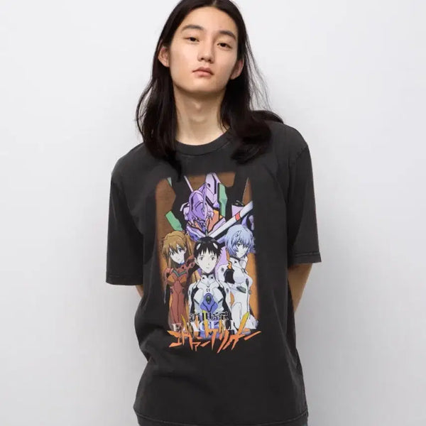 [BUNJANG] Evangelion x GU Collaboration T-Shirt Charcoal / [2XL] 에반게리온 x GU 콜라보 티셔츠 차콜(챠콜)