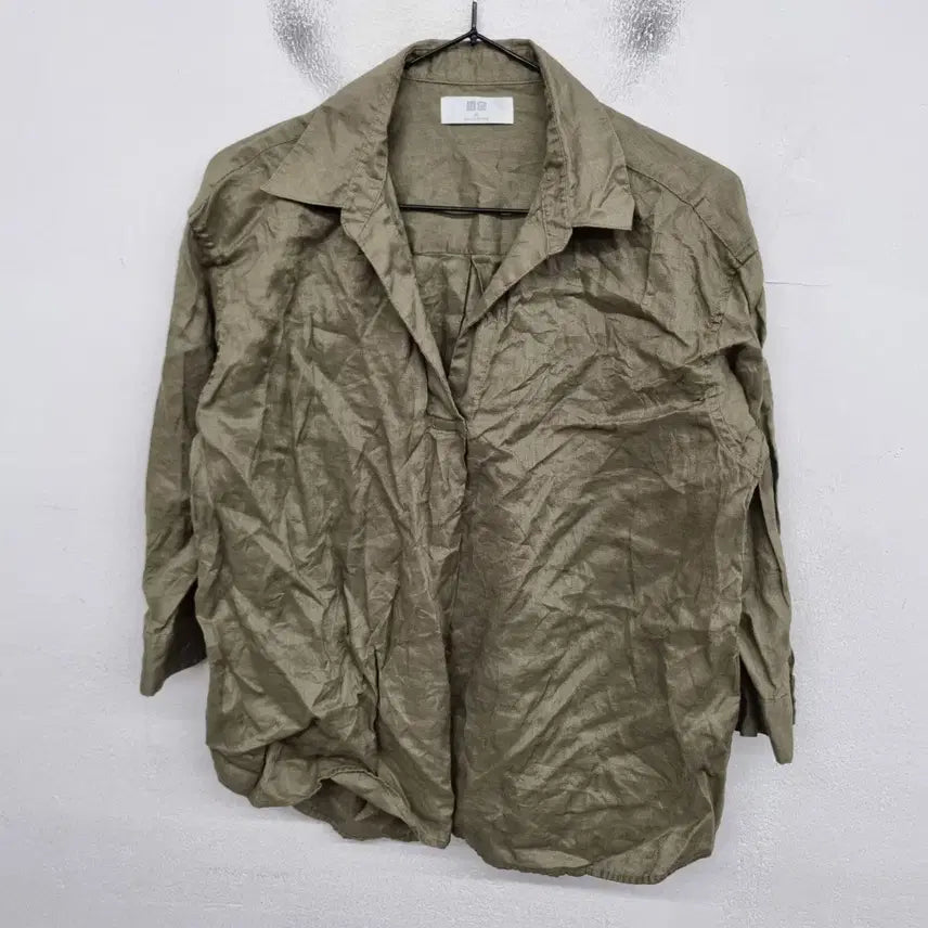 [BUNJANG] Uniqlo Women's Linen 3/4 Sleeve Blouse Size 66 / [여성66 size] 유니클로 7부 린넨 블라우스