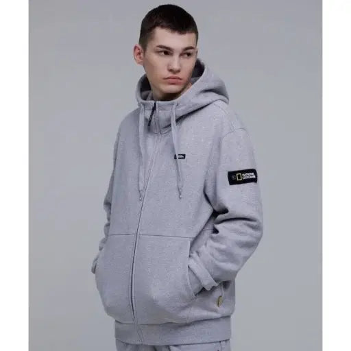 [BUNJANG] National Geographic Training Hooded Zip-Up Gray L / [[L,공용,A급] 내셔널지오그래픽 트레이닝 후드 집업#531