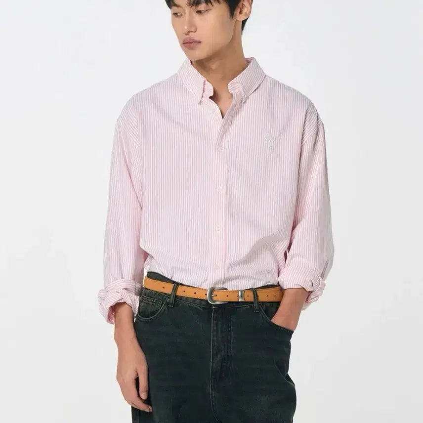 [BUNJANG] General Idea Pink Stripe Shirt XL / 제너럴아이디어 핑크 스트라이프 셔츠 XL