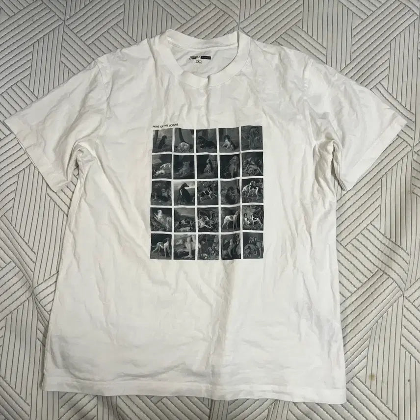 [BUNJANG] UTGP Louvre Short Sleeve T-Shirt XL / UTGP LOUVRE 반팔 XL UT 화이트 프린팅 빈티지 아메카지