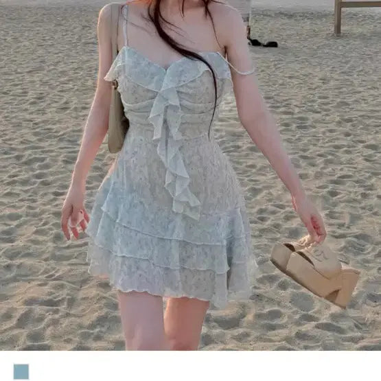 [BUNJANG] KindaMimi Frill Mini Dress / [새제품] 카인다미 프릴 미니 원피스