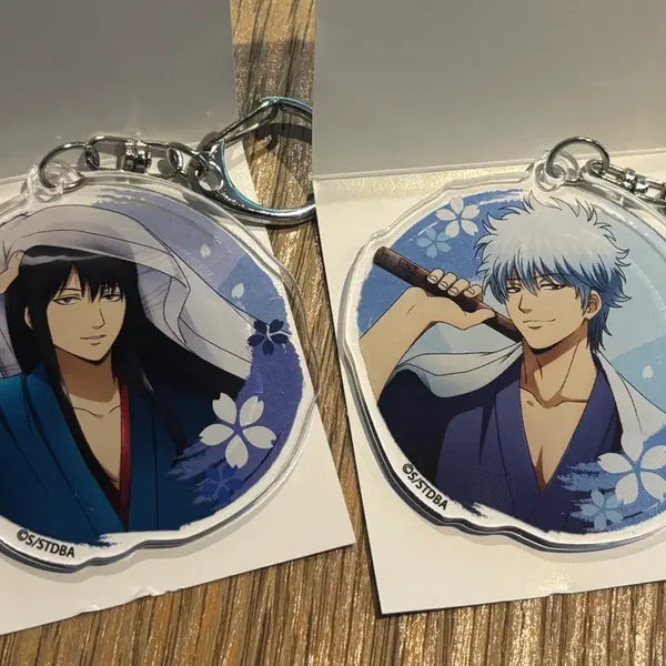 [BUNJANG] Gintama Flower Viewing Acrylic Keychain Bundle Set (Gintoki, Katsura) / 은혼 꽃놀이 아크릴 키링 긴토키 카츠라 일괄 양도