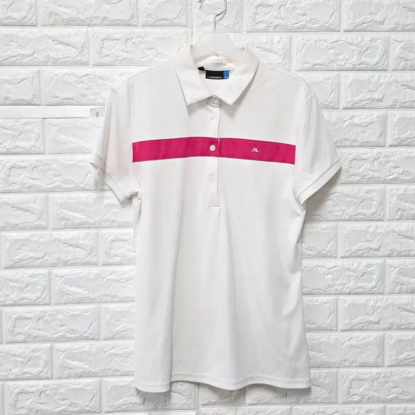 [BUNJANG] J. Lindeberg White Short Sleeve Polo T-Shirt E548 / L 제이린드버그 골프 화이트 반팔 카라티 E548