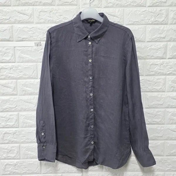 [BUNJANG] Massimo Dutti Charcoal Linen Blouse E552 / M 마시모두띠 차콜 마 린넨 블라우스 E552