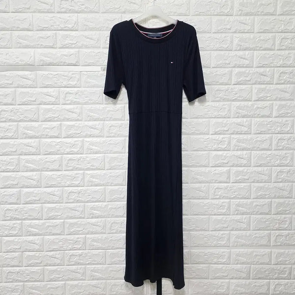 [BUNJANG] Tommy Hilfiger Navy Ribbed Dress / L 타미힐피거 네이비 골지 원피스 E554
