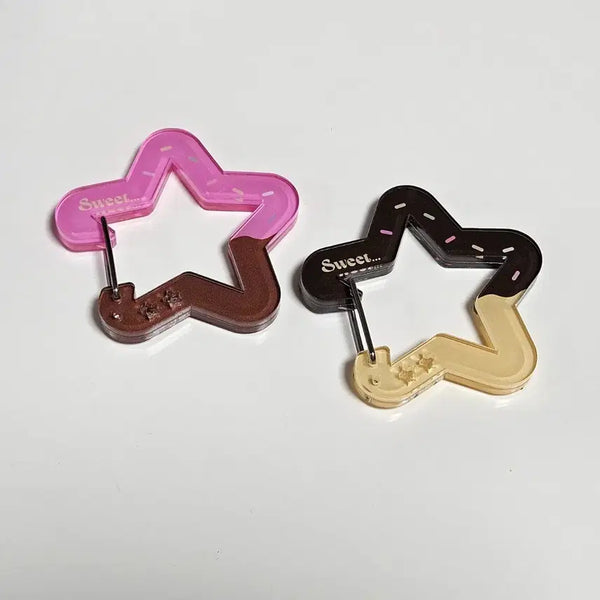 [BUNJANG] Strawberry Donut & Choco Donut Acrylic Carabiner Set / 아크릴 카라비너 딸기도넛+초코도넛 세트