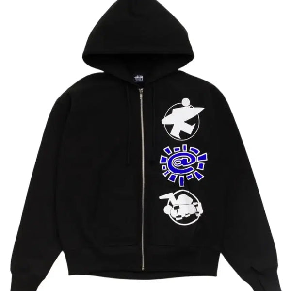 [BUNJANG] Stussy x Always Do What You Should Do Stack Zip Hoodie Black / 스투시 x 올웨이즈 두 왓 유 슈드 두 스택 집 후드 블랙