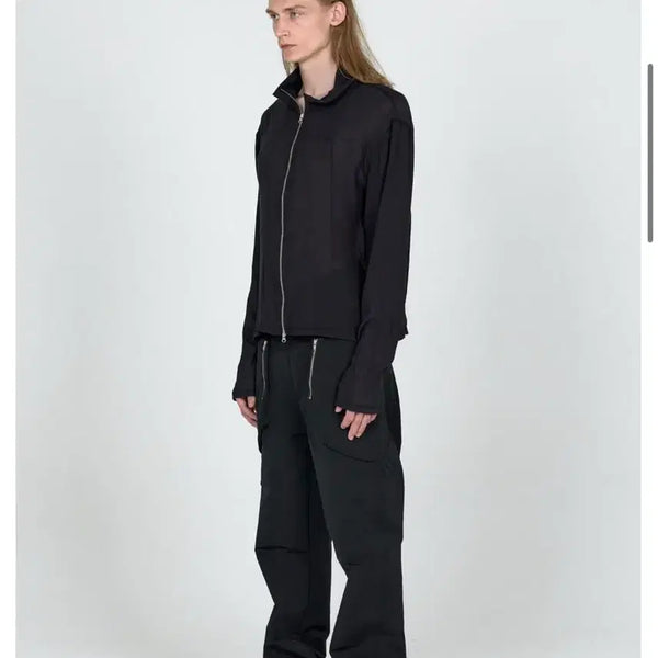 [BUNJANG] Plastic Product VEIL CREPE ZIP JACKET (Black) S / 플라스틱 프로덕트 VEIL CREPE ZIP JACKET (BLACK) S