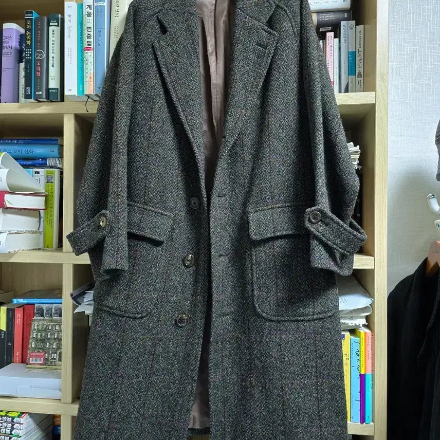 [BUNJANG] Vintage Polo Ralph Lauren Single Panel Raglan Herringbone Tweed Balmacaan Overcoat / 빈티지 폴로 랄프로렌 원패널 싱글 래글런 헤링본 트위드 발마칸 오버코트