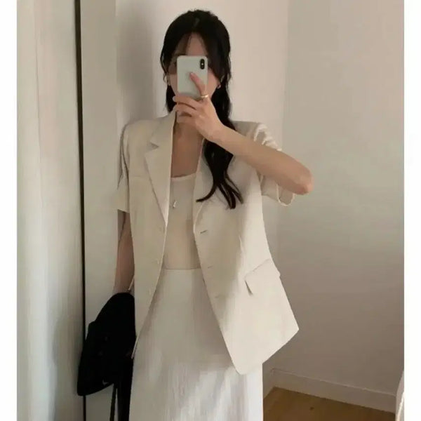 [BUNJANG] Benito Linen-Like Summer Solid Short Sleeve Jacket / 새상품) 베니토 린넨라이크 썸머 솔리드 반팔 자켓 베니토 반팔 자켓
