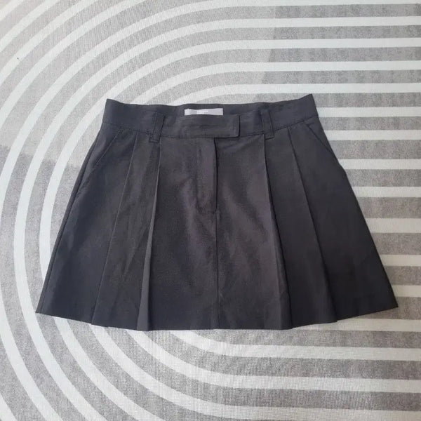 [BUNJANG] 8 Seconds Black Pleated Mini Skirt / 8 세컨즈 검정색 플리츠 스커트