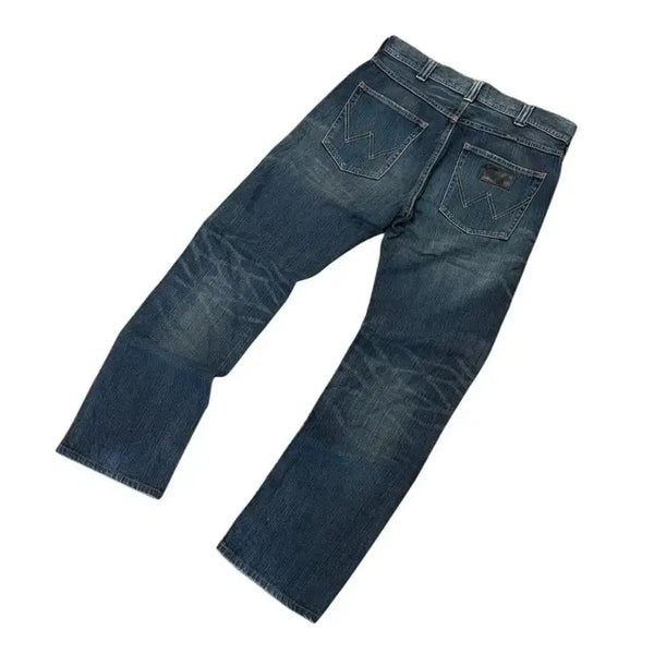 [BUNJANG] Wrangler Leather Patch Washed Denim Pants (Size 31) / 랭글러 레더 패치 워싱 데님 팬츠 (31)
