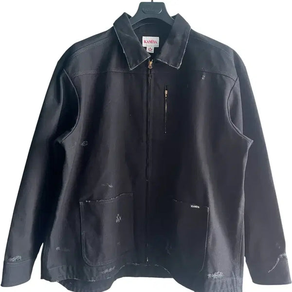[BUNJANG] KAMIYA Boro Duck Work Jacket Black / [M] 카미야 보로 덕 워크 자켓 블랙