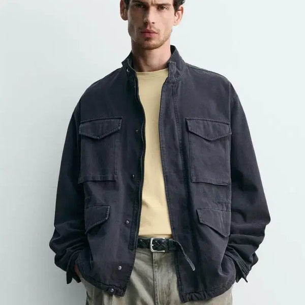 [BUNJANG] Zara Washed Pocket Utility Jacket Navy / M] 자라 워싱 포켓 유틸리티 재킷 네이비 (밀리터리 자켓, 필드 자켓, M65)