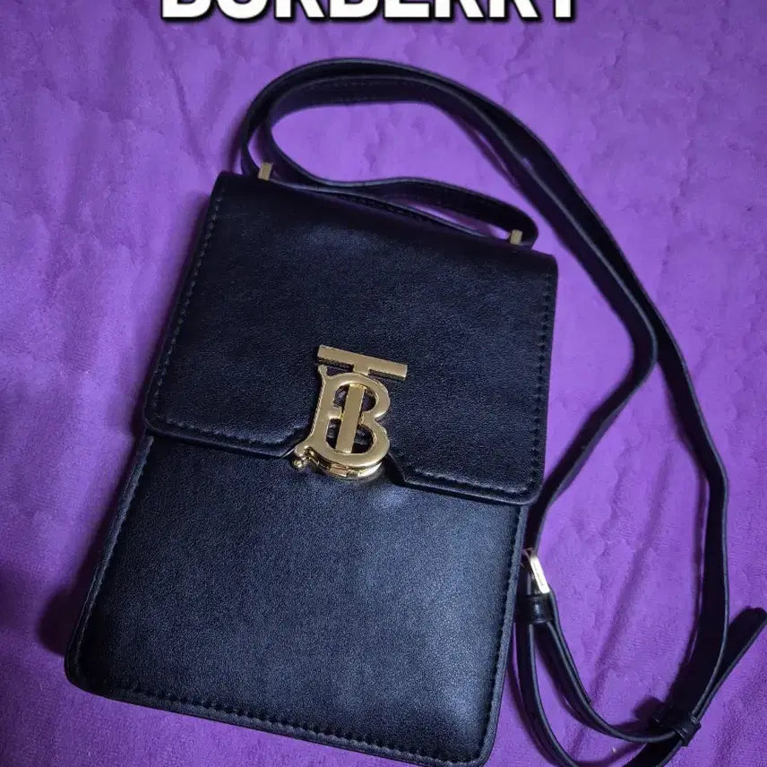 [BUNJANG] Burberry Gold TB Logo Natural Leather Mini Strap Crossbody Bag / 정품 버버리 BURBERRY 폰가방 파우치 골드로빈 크로스백