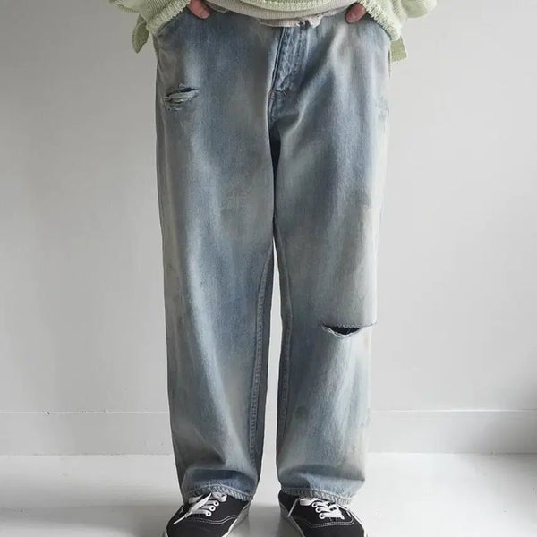 [BUNJANG] Ancellm Tapered Distressed Denim Pants Size 1 / 안셀름 셀비지 테이퍼드 디스트레스드 데님 1사이즈